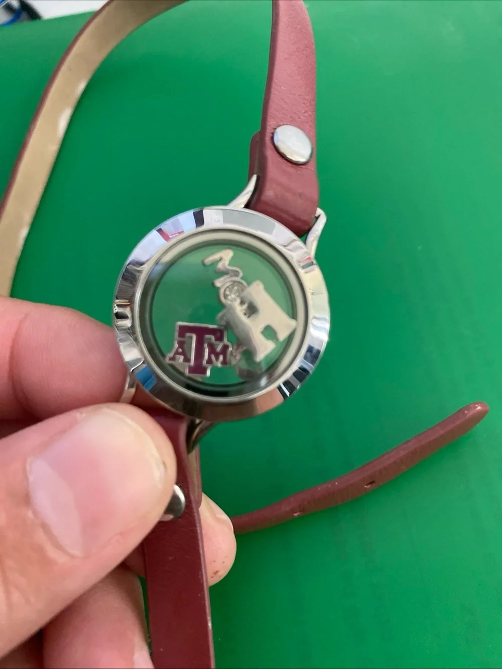 Origami Owl Maroon Leather Wrap Locket Bracelet Watch